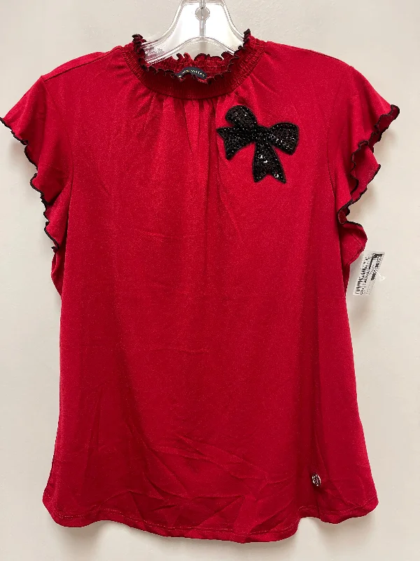 Top Short Sleeve By Adrienne Vittadini In Red, Size: L