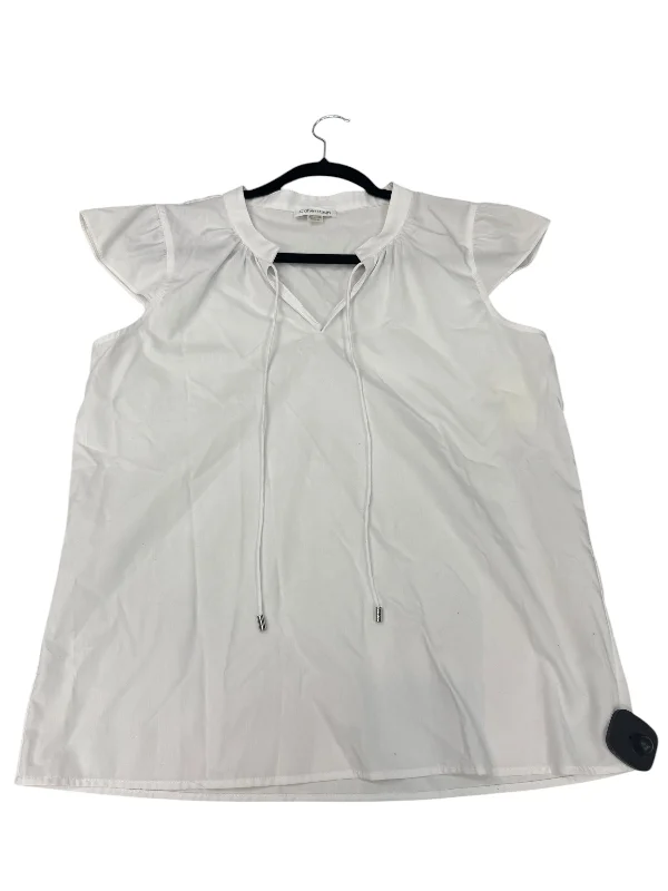 Top Short Sleeve By Calvin Klein In White, Size: M