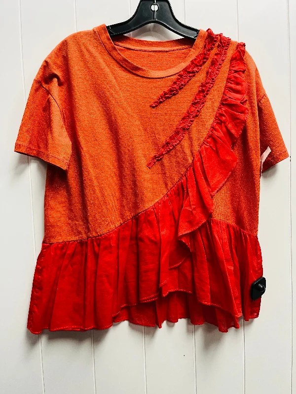 Top Short Sleeve By Cmc In Orange, Size: M