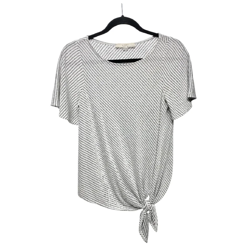 Top Short Sleeve By Loft In Black & White, Size: Xs