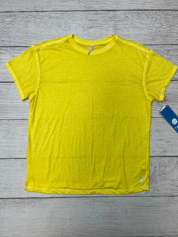 Yellow Athletic Top Short Sleeve Free People, Size L