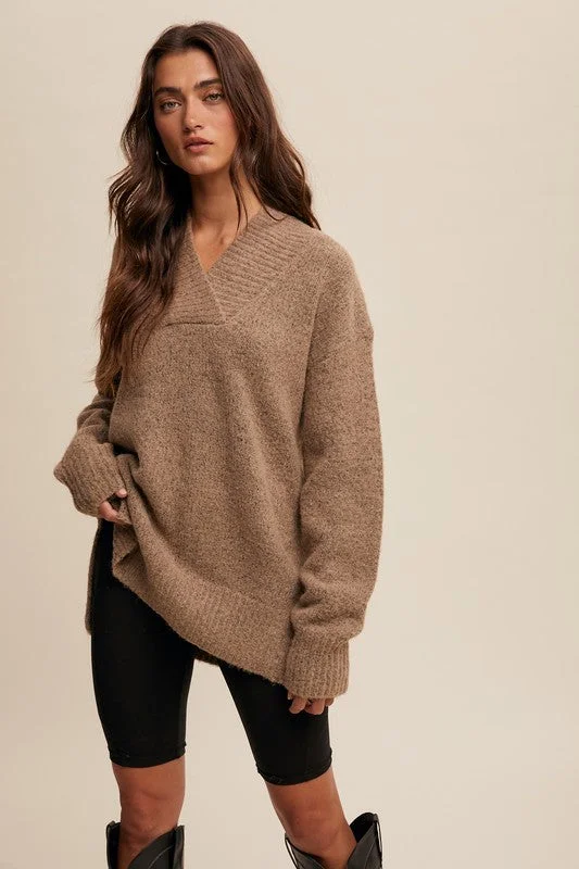 Delphine V-neck Slouchy Soft Knit Sweater