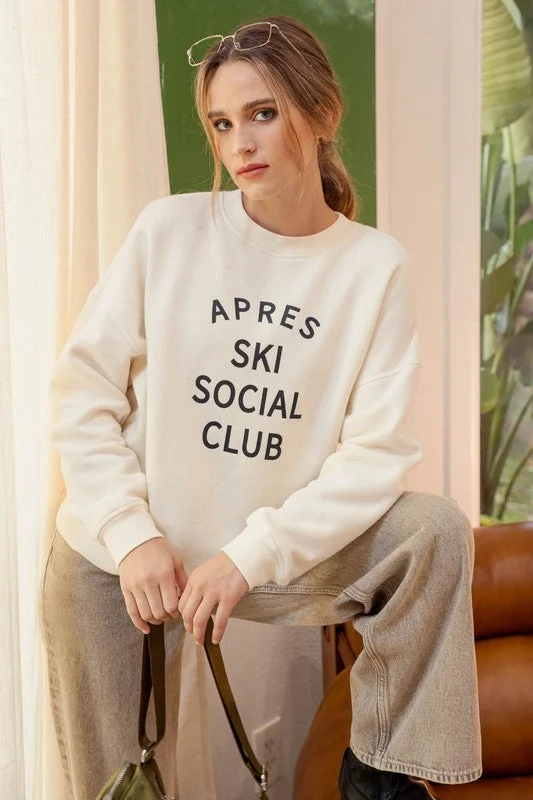 HANNAH SOCIAL CLUB PRINT LONG SLEEVE KNIT TOP