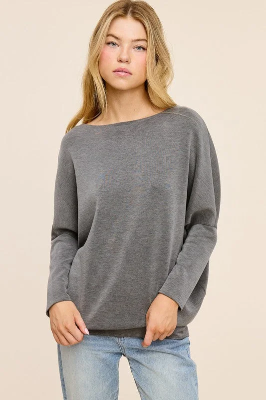 Janell Scuba Fabric Dolman Sleeve Top