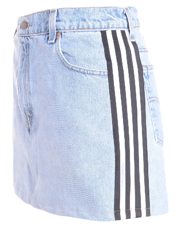 Reworked Steph Branded Stripe Denim Skirt