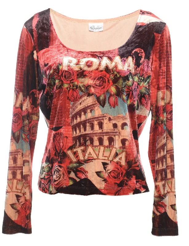 Roma Design Y2K Multi-Colour Printed Top - L