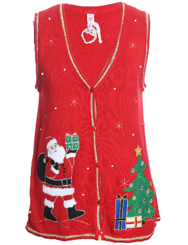 Santa Claus Christmas Sweater Vest - M