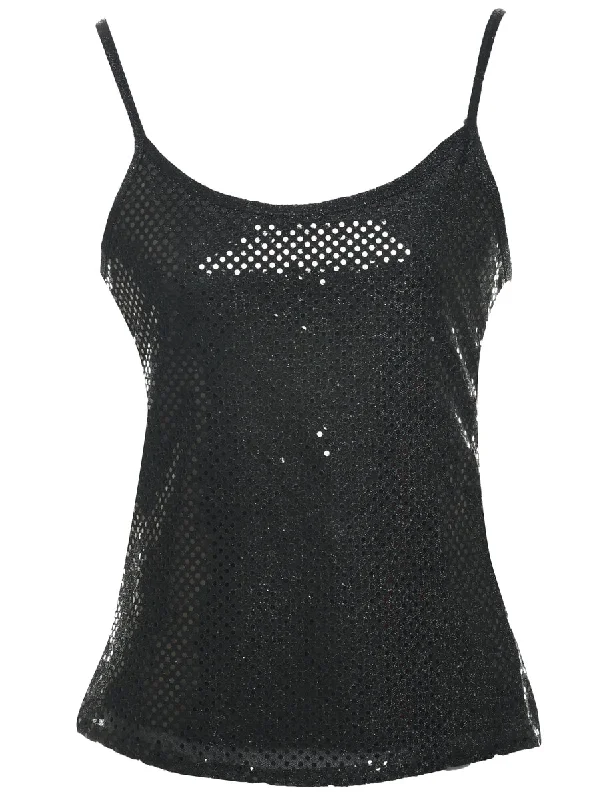 Sequined Black Evening Top - S