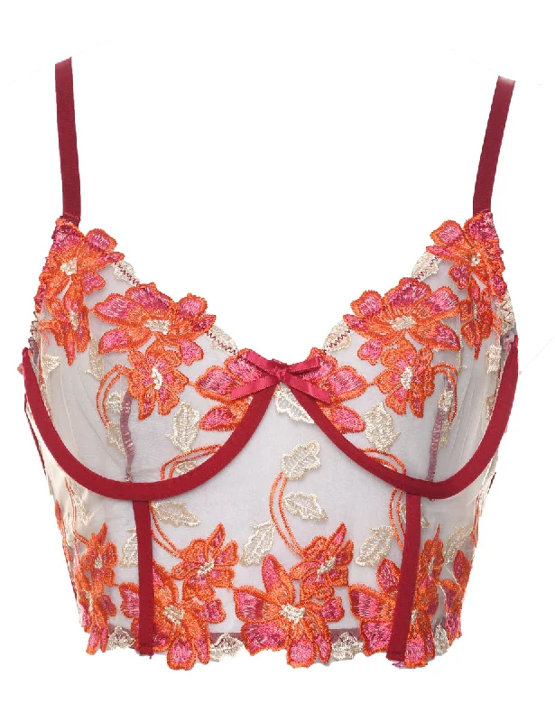 Sheer Floral Print Bralet - XS