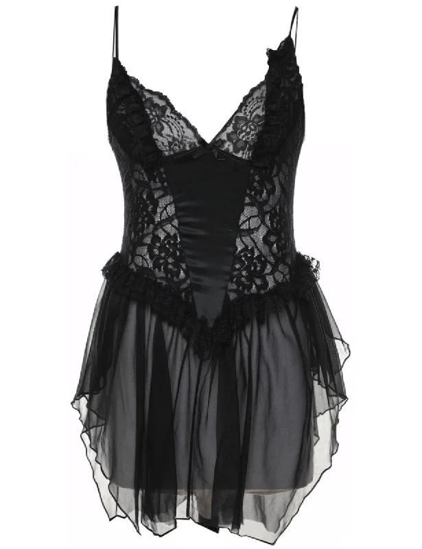 Sheer Handkerchief Hem Babydoll - S