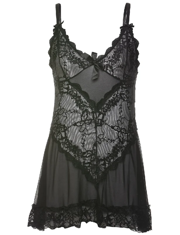 Sheer Lace 1990s Slip Dress - M