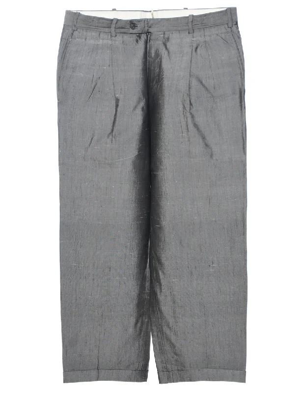 Shiny Silver Metallic Trousers - W34 L27