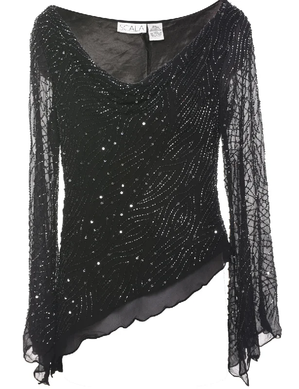 Silk Beaded Evening Top - L