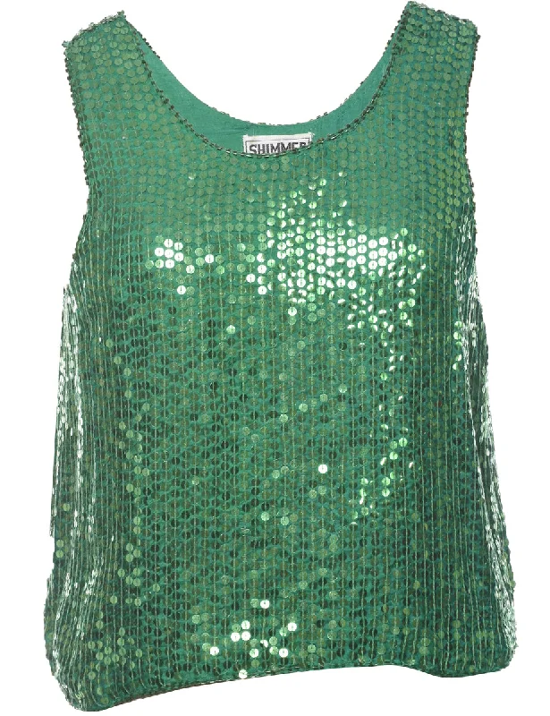 Silk Sequined Evening Top - L