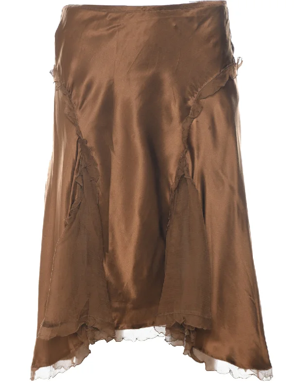 Silk Shiny Y2K Midi Skirt - XS